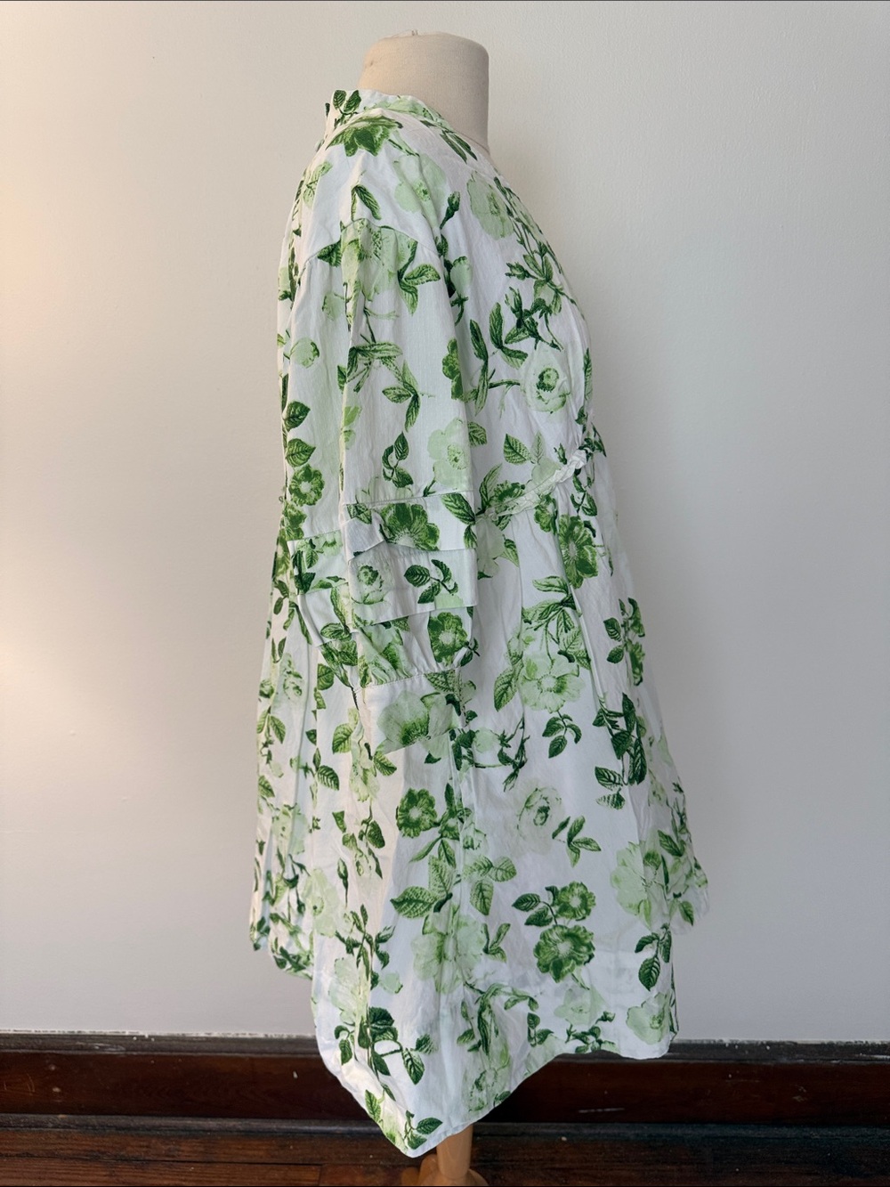 Maeve White Mini Dress with Green Floral Print - Picture 2 of 7